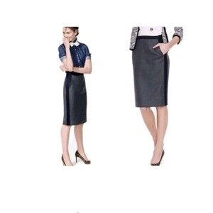 J.Crew Women's  Pencil Skirt Size 10 Gray Navy Color Block Wool Blend